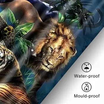 Savvaļas Tīģeris, Lauva, Leopards, Dzīvnieku Tēmu Auduma Dušas Aizkars Komplekti Vannas istabas Dekoru ar Āķi