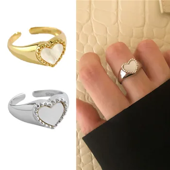 Sieviešu Pirkstu Gredzenu Eleganti Vienkāršas Mīlestības Sirds Modelis Vara Apšuvuma Atvērt Gredzenu, Kāzu Personām, Modes Rotaslietas, Aksesuāri