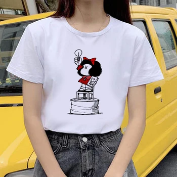 Sieviešu T-krekls Mafalda Karikatūra Modes Print T-krekls Dāmas Gadījuma Harajuku Grafiskais T-krekls ar Īsām Piedurknēm Kawaii Tshirt Sieviete