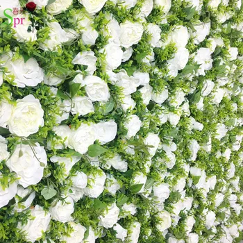 SPR Bezmaksas Piegāde balta, zaļa zāle 3D ziedu sienas kāzu fons, mākslīgo ziedu rindā un arkas un dekoratīvie flore