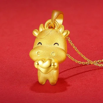 Zelta Govs Kuloni Ox Statuja Rotājumu Kuloni Ir 2021. Ķīnas Ox Jauno Gadu Tradīcija Zodiaka Suvenīru Laimīgs Svētību Kaklarota