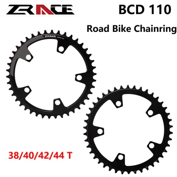 ZRACE Road Bike Chainring BCD 110 38T 40T 42T 44T Velosipēdu Chainwheel Alumīnija Sakausējuma Vienu Disku Velo Piederumi Melns