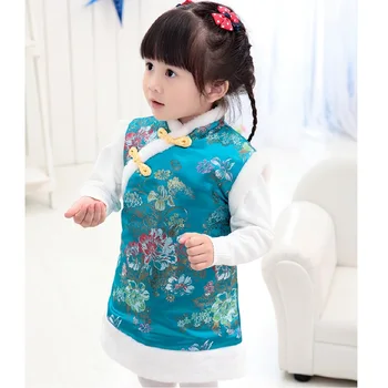 Ķīniešu Stila Meitene Kleita Bez Piedurknēm, Kokvilnas Bērniem Cheongsam Baby Meitenes Qipao