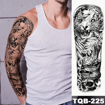 Ūdensnecaurlaidīgus Pagaidu Pilnas Rokas Tetovējumu Uzlīmes, Tīģeris, Vilks Čūska Sīva Dzīvnieku Flash Tetovējumi Cilvēks Body Art Viltus Piedurknēm Tatto Sieviete
