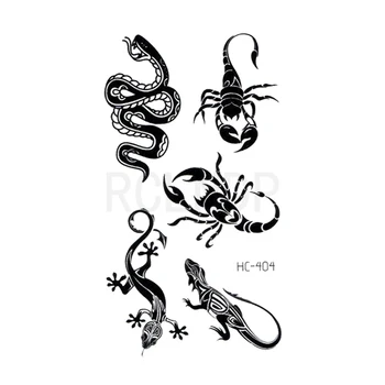 Ūdensnecaurlaidīgus Pagaidu Tetovējumu Uzlīmes, Čūska, Skorpions Gecko Dzīvnieku Dizains Flash Tetovējums Viltus Tatto Roku, Roku, Ķermeņa apgleznošana, lai Sievietēm Vīrietis
