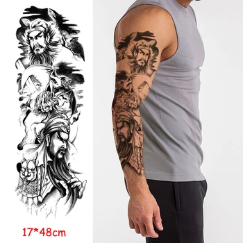 ūdensnecaurlaidīgus pagaidu tetovējumu uzlīmes pilnas rokas roaing lauva, tīģeris ziedu tetovējums viltus tatto flash piedurknēm tetovējumiem, lai vīrietis, sieviete, bērns,