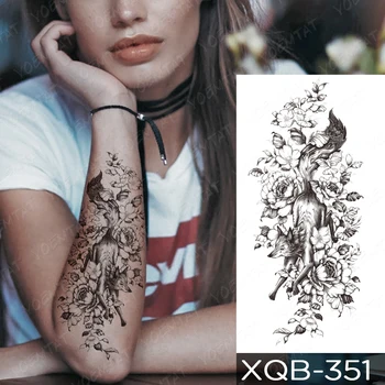 Ūdensnecaurlaidīgus Pagaidu Tetovējumu Uzlīmes Zilonis ziedi dzīvnieku līnijām Flash Tetovējumiem, Tīģeris, čūska, Body Art Roku Viltus Tetovējums Sievietes Vīrieši