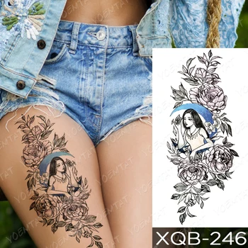 Ūdensnecaurlaidīgus Pagaidu Tetovējumu Uzlīmes Līnijas Rožu Ziedi Flash Tetovējumiem Dreamcatcher Putnu Lotus Body Art Roku Viltus Piedurknēm Tetovējums Sievietēm