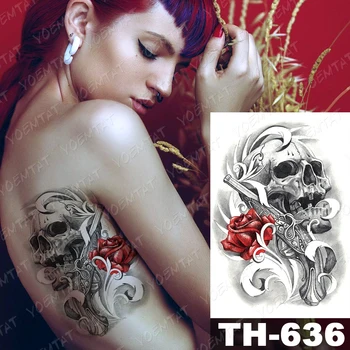 Ūdensnecaurlaidīgus Pagaidu Tetovējumu Uzlīmes Galvaskausa Dzeltens Tauriņš Čūska Spalvu Flash Tetovējumiem Sievietēm Tumši Body Art Viltus Tetovējums Vīriešiem